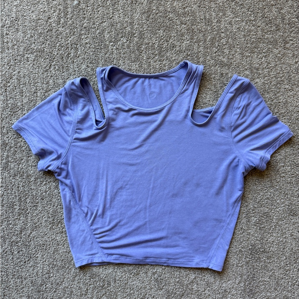 lululemon athletica Lavender Cut-Out Short Sleeve Tee